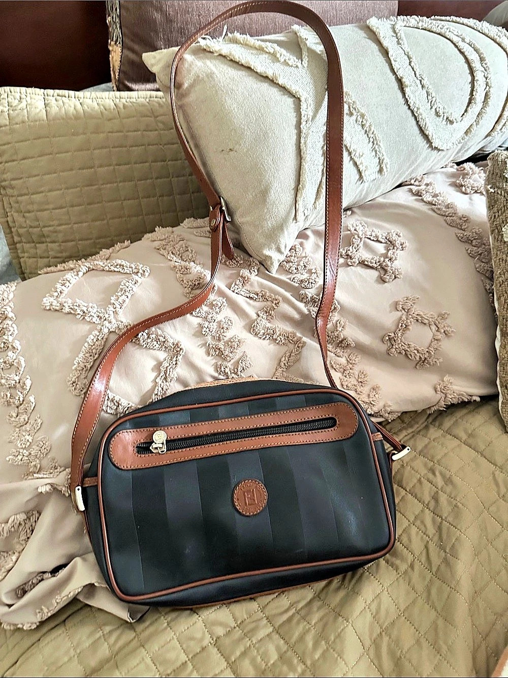 Fendi Vintage Fendi Pequin Striped Camera Crossbody Bag Vintage Pequin Striped